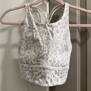 Lululemon Athletica White and Gray Patterned Sports Bra